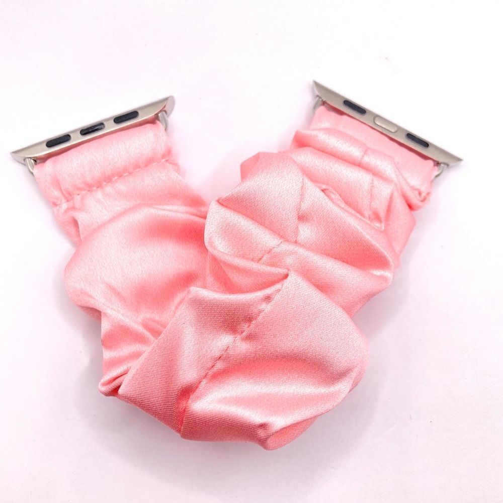 Pink scrunchie smart watch replacement band